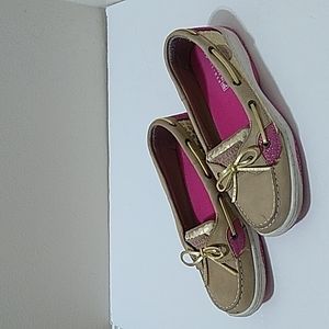 Sperry Women's Top-Sider Linen & Pink Leopard Blue Fish Boat Shoes